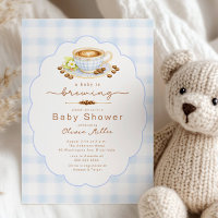 Baby Brouwt Blauwe Koffie Baby Shower Uitnodiging