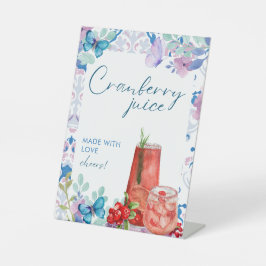 Baby brouwt bloemensap Baby shower Cranberrysap Reclamebord Met Voetstuk