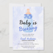 Baby brouwt Blue Bottle Waterverf Baby shower Kaart (Voorkant)