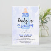 Baby brouwt Blue Bottle Waterverf Baby shower Kaart (Staand voorkant)