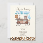Baby brouwt Blue Coffee Cart Boy Baby shower Kaart (Voorkant)