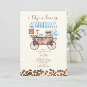 Baby brouwt Blue Coffee Cart Boy Baby shower Kaart (Staand voorkant)