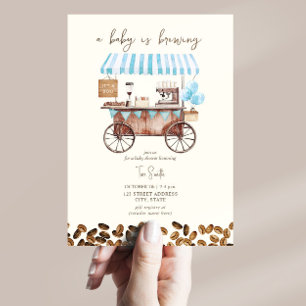 Baby brouwt Blue Coffee Cart Boy Baby shower Kaart