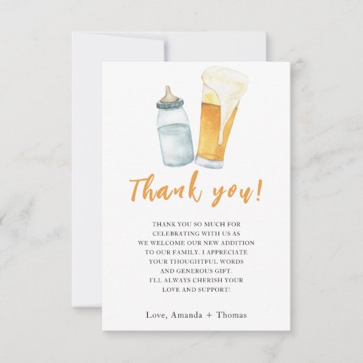 Baby brouwt flessenbier Bedankt (Voorkant)