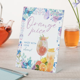 Baby brouwt floraal Baby shower Sinaasappel sap Reclamebord Met Voetstuk