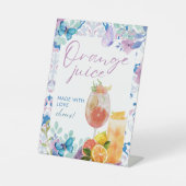 Baby brouwt floraal Baby shower Sinaasappel sap Reclamebord Met Voetstuk (Voorkant)