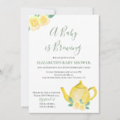 Baby brouwt geel theepot Baby shower Kaart (Voorkant)