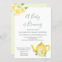 Baby brouwt geel theepot Baby shower Kaart