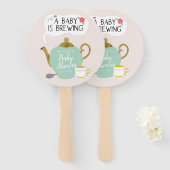 Baby brouwt grillig Tea Party Baby shower Handwaaier (Voorkant en achterkant)