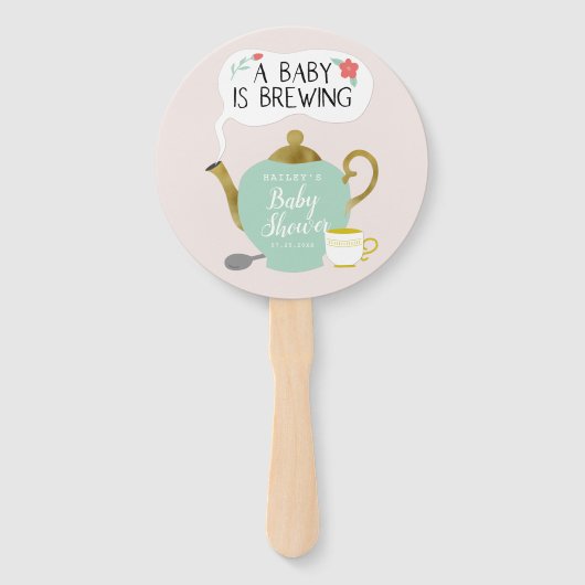 Baby brouwt grillig Tea Party Baby shower Handwaaier (Voorkant)
