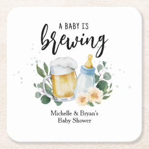 Baby Brouwt Groene Baby Shower Bier Kartonnen Onderzetters