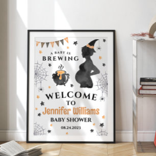 Baby brouwt Halloween baby shower welkomstbord Poster