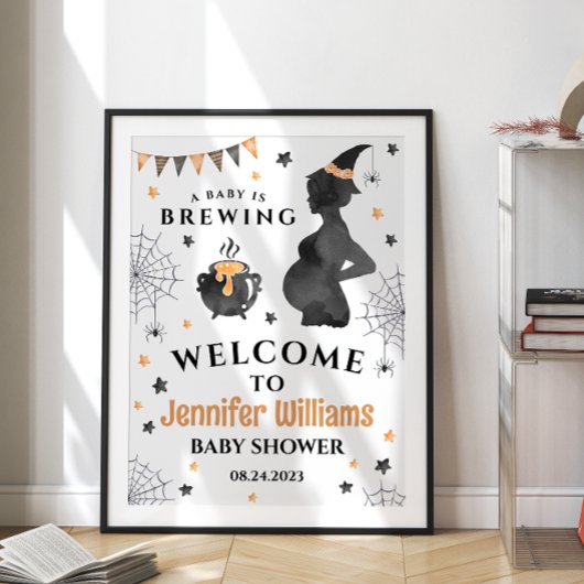 Baby brouwt Halloween baby shower welkomstbord Poster