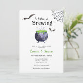 Baby brouwt Halloween Cauldron Modern Baby Kaart (Staand voorkant)