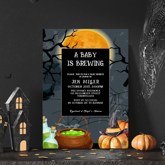 Baby brouwt Halloween herfst baby shower Kaart
