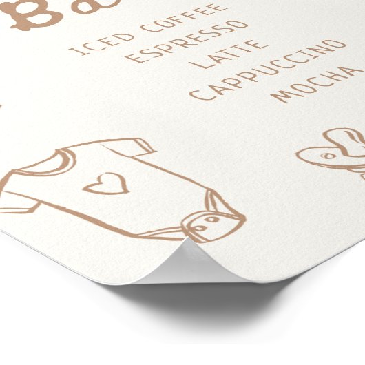 Baby brouwt handgetekende Baby showers koffiebar Poster (Hoek)