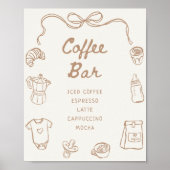 Baby brouwt handgetekende Baby showers koffiebar Poster (Voorkant)
