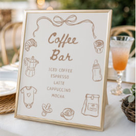 Baby brouwt handgetekende Baby showers koffiebar Poster