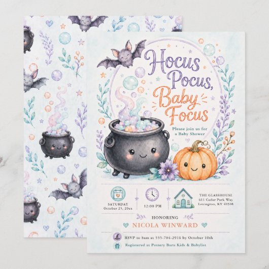 Baby Brouwt Heksenbaby Shower Kaart (Voorkant / Achterkant)