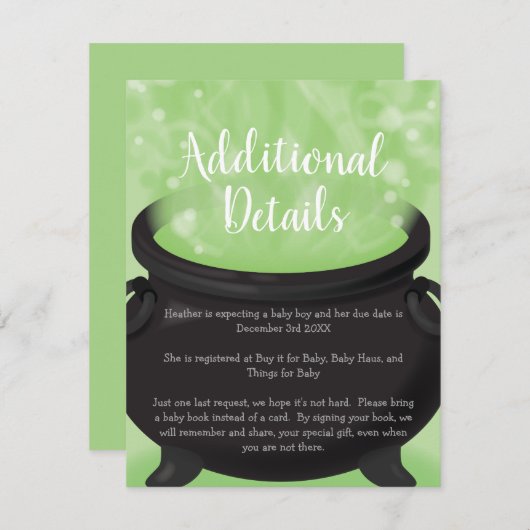 Baby brouwt heksendouche Halloween Informatiekaartje (Voorkant / Achterkant)