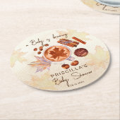 Baby brouwt herfst herfst baby shower gunsten ronde kartonnen onderzetter (Gebogen)