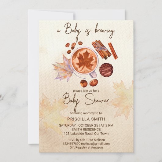Baby brouwt herfst herfst baby shower kaart (Voorkant)