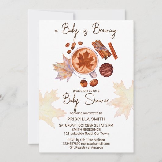 Baby brouwt herfst herfst baby shower kaart (Voorkant)