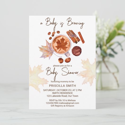 Baby brouwt herfst herfst baby shower kaart (Staand voorkant)