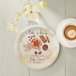 Baby brouwt herfst herfst baby shower papieren bordje<br><div class="desc">Een Baby is brouwen herfst herfst baby shower op maat gemaakt monogrammed papier borden sjabloon,  waterverf warme chocolademelk kaneel specerijen koekjes esdoorn bladeren,  bruine achtergrond voor de herfst herfst thema baby shower gepersonaliseerde servies op maat papier borden baby herfst koffiedouche party benodigdheden.</div>