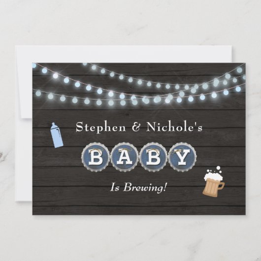 Baby brouwt het Baby shower van het jongenspaar Kaart (Voorkant)