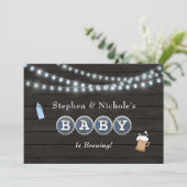 Baby brouwt het Baby shower van het jongenspaar Kaart (Staand voorkant)