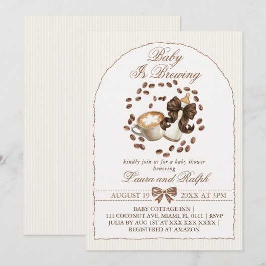 Baby Brouwt Koffie Baby Borrel Kaart (Voorkant / Achterkant)