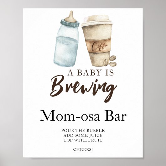 Baby brouwt koffie baby shower Momosa bar Poster (Voorkant)