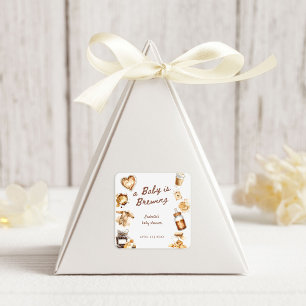 Baby Brouwt Koffie Bruine Baby Shower Vierkante Sticker