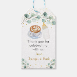 Baby brouwt koffie groen Baby shower Cadeaulabel