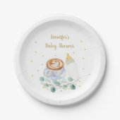 Baby brouwt koffie groen Baby shower Papieren Bordje (Voorkant)