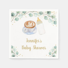 Baby brouwt koffie groen Baby shower Servet
