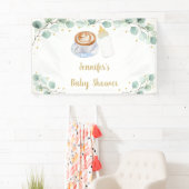 Baby brouwt koffie groen Baby shower Spandoek (Insitu)
