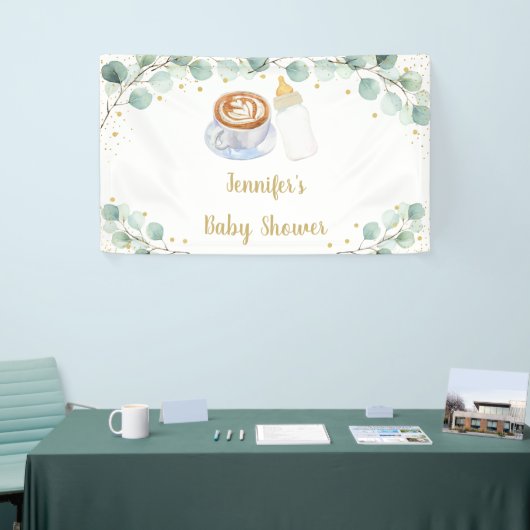 Baby brouwt koffie groen Baby shower Spandoek (Beurs)
