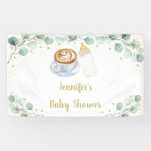 Baby brouwt koffie groen Baby shower Spandoek (Horizontaal)