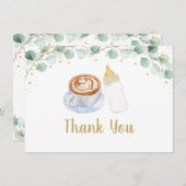 Baby brouwt koffie groen dank je bedankkaart (Voorkant / Achterkant)