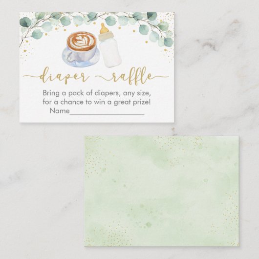 Baby brouwt koffie groen luier rafel informatiekaartje (Voorkant / Achterkant)