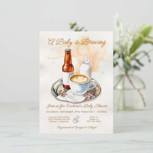 Baby brouwt koffiebier baby-flessendouche kaart (Staand voorkant)