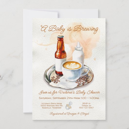 Baby brouwt koffiebier baby-flessendouche kaart (Voorkant)