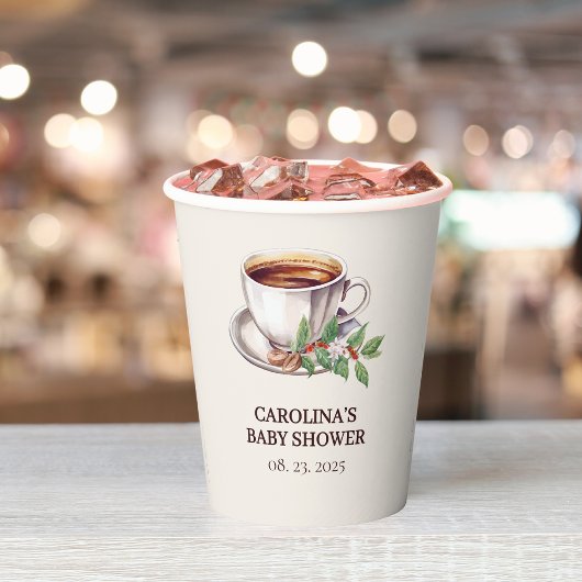 Baby brouwt koffiebruin Baby shower Papieren Bekers
