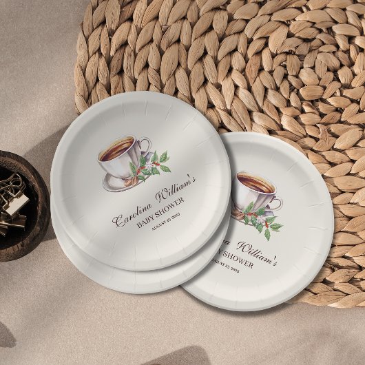 Baby brouwt koffiebruin Baby shower Papieren Bordje