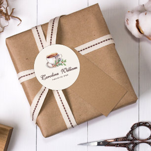 Baby brouwt koffiebruin Baby shower Ronde Sticker
