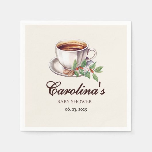 Baby brouwt koffiebruin Baby shower Servet (Voorkant)