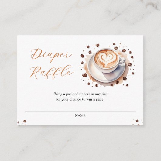Baby brouwt koffieluier Raffle Informatiekaartje (Voorkant)