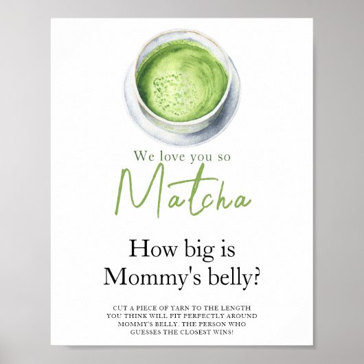 Baby brouwt Matcha Hoe groot is mama's buik Poster (Voorkant)